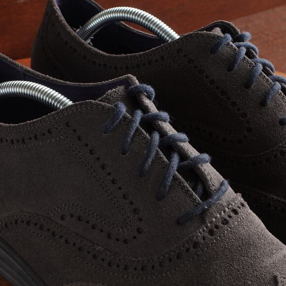 Cole Haan Oxfords Mens Size 12M Gray Grand OS Wingtip Brogue Suede Shoes C22094 main image 9